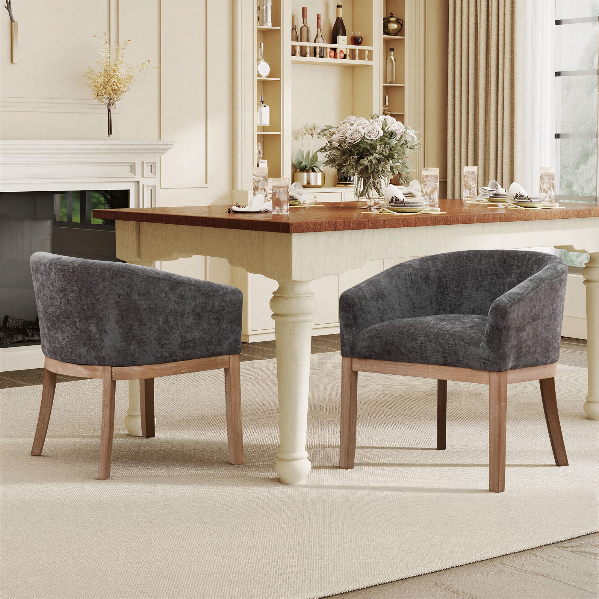 Lark Manor™ 24.8"W Farmhouse Accent Dining Chair Kitchen Chairs With